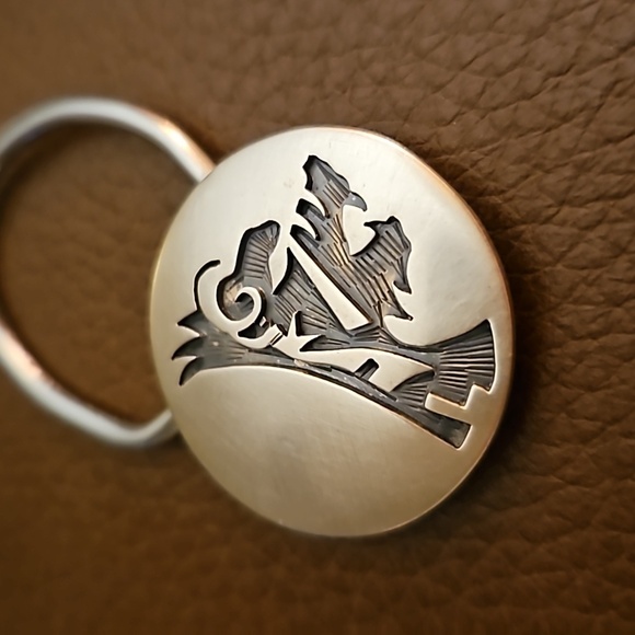 VTG BENNETT CW Sterling Silver Navajo Design Keyring Clip - Picture 3 of 7